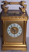 French Repeating Carriage Clock in Gilt Anglaise style Case