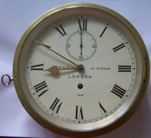 Ships Bulkhead Clock by F Dent, 61 Strand, London No.1545 c1857-60